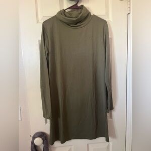 BP women’s mock neck midi minimalist tunic olive green turtleneck dress